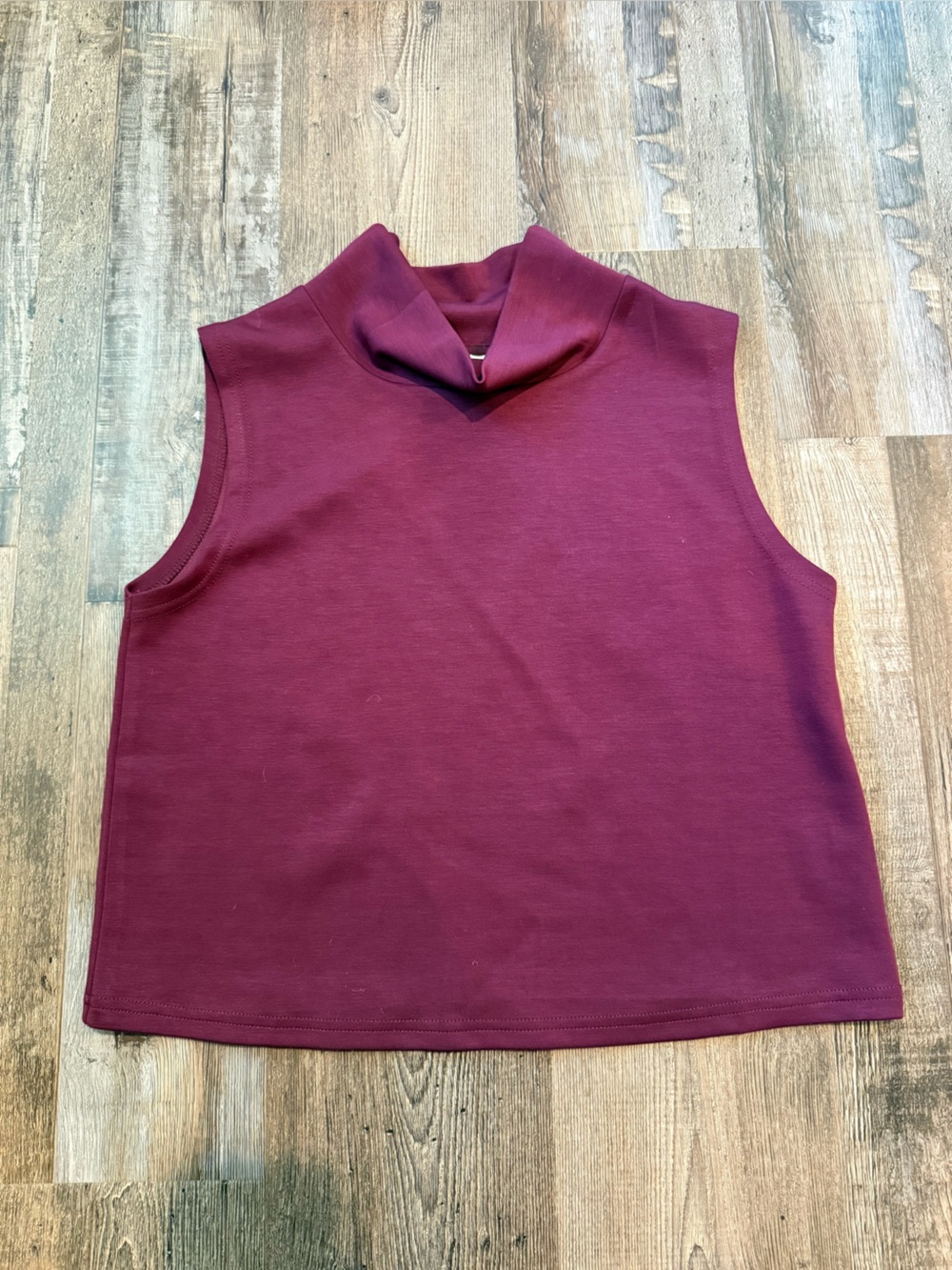 Butter Modal Sleeveless Mock Neck Top - Burgundy